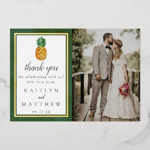 Tropical Pineapple Wedding Photo Thank You Real