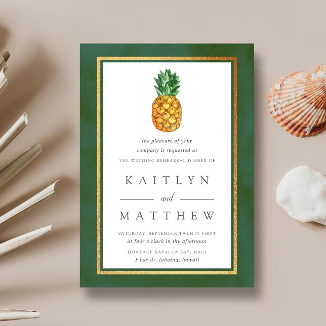 Tropical Pineapple Wedding Rehearsal Dinner Invitation (Creator Uploaded)