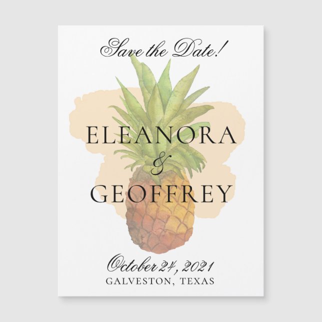 Tropical Pineapple Wedding Save the Date (Front)