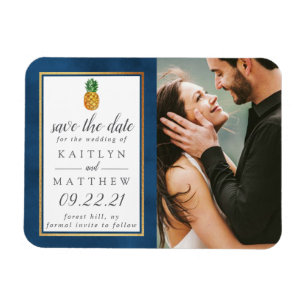 Tropical Pineapple Wedding Save The Date Magnet
