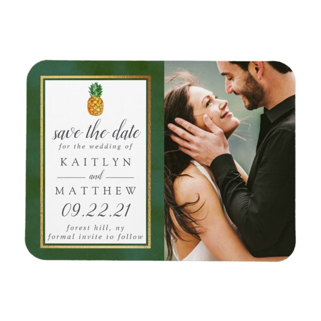 Tropical Pineapple Wedding Save The Date Magnet (Horizontal)
