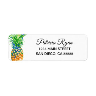 Tropical Pineapple White Return Address