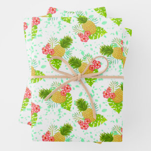 Tropical Pineapple White Wrapping Paper