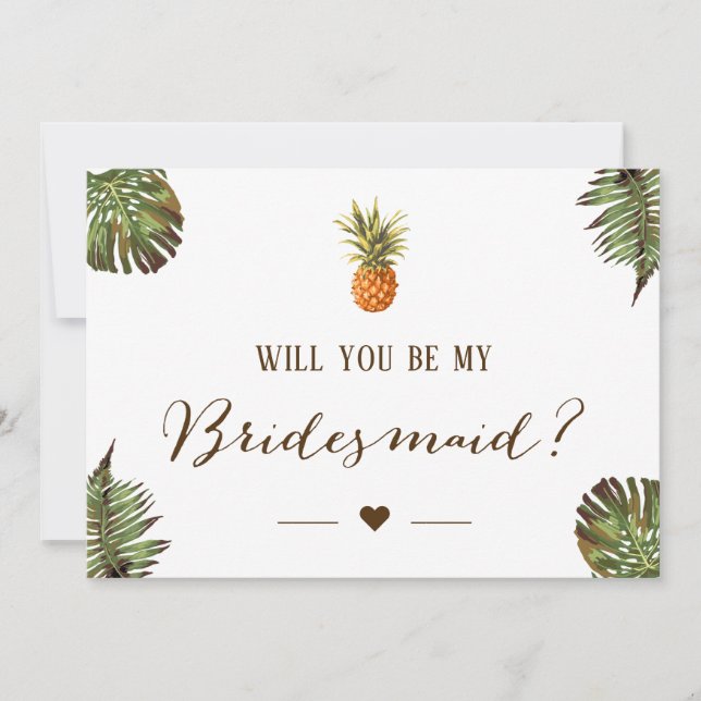Tropical Pineapple Will You Be My Bridesmaid Invitation (Front)