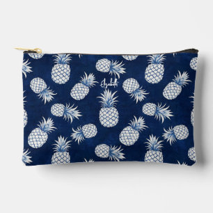 Tropical Pineapple with Name – Watercolor Style Accessory Pouch