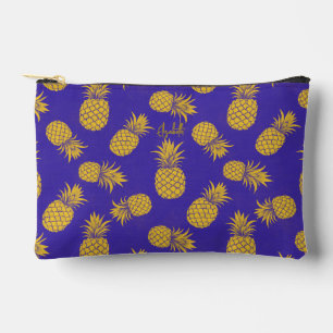 Tropical Pineapple with Name – Watercolor Style Accessory Pouch