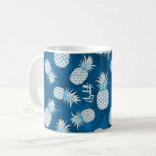 Tropical Pineapple with Name – Watercolor Style Coffee Mug