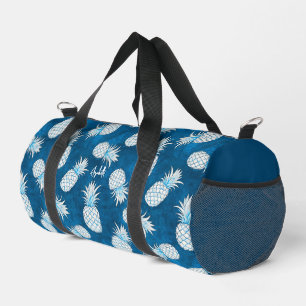 Tropical Pineapple with Name – Watercolor Style Duffle Bag