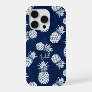 Tropical Pineapple with Name – Watercolor Style iPhone 15 Pro Case