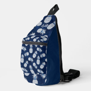 Tropical Pineapple with Name – Watercolor Style Sling Bag