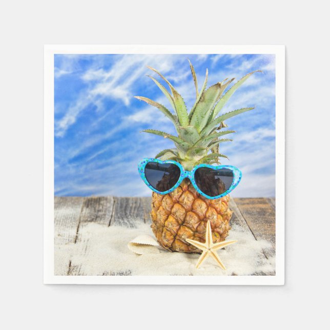 tropical pineapple with sunglasses napkin (Front)