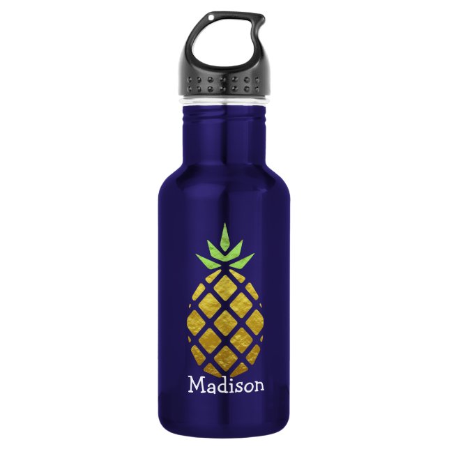 Tropical Pineapple With Your Name 532 Ml Water Bottle (Front)
