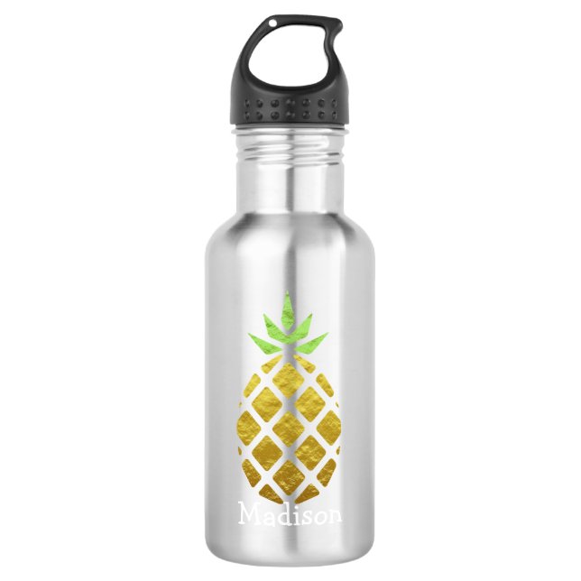 Tropical Pineapple With Your Name 710 Ml Water Bottle (Front)