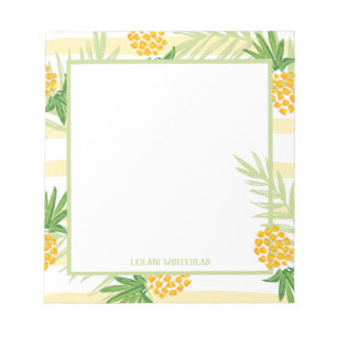 Tropical Pineapple Yellow Stripe Watercolor Notepad