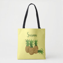 Tropical Pineapple Yellow Tote Bag