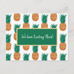 Tropical Pineapples, Customisable Text Postcard