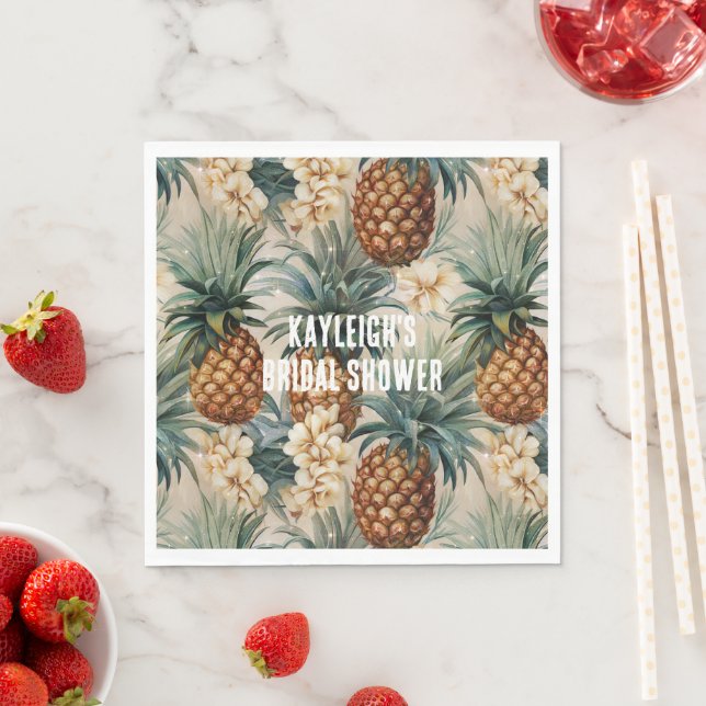 Tropical Pineapples Floral Napkin (Insitu)