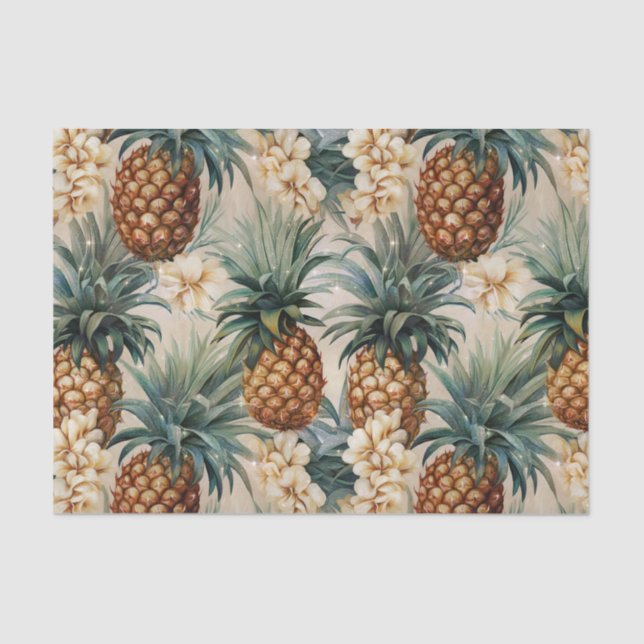 Tropical Pineapples Floral Wedding  Tissue Paper (Front)