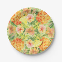 Tropical Pineapples Flowers Greenery