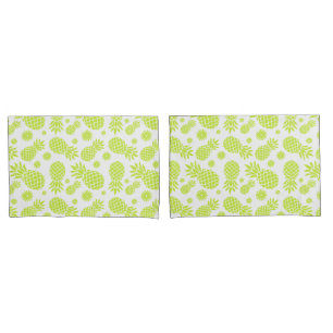 Tropical pineapples & flowers white custom colour pillowcase