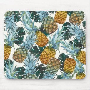 Tropical Pineapples & Leaves Exotic Island Mouse Mat