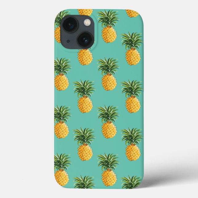 Tropical Pineapples On Teal Case-Mate iPhone Case (Back)