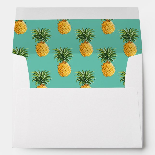 Tropical Pineapples On Teal Envelopes (Back (Bottom))