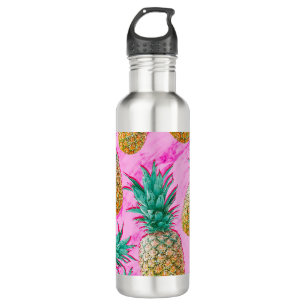 Tropical Pineapples & Pink Marble Modern Colourful 710 Ml Water Bottle