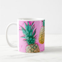Tropical Pineapples & Pink Marble Modern Colourful