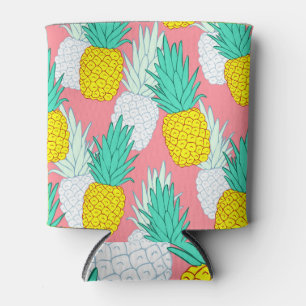 Tropical Pineapples: Red Cartoon Chic. Can Cooler