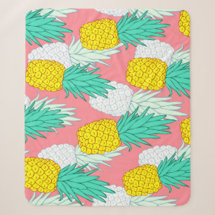 Tropical Pineapples: Red Cartoon Chic. Sherpa Blanket