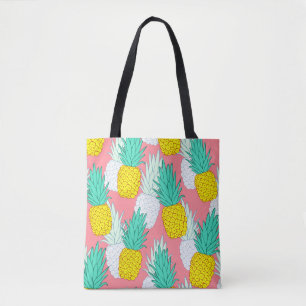 Tropical Pineapples: Red Cartoon Chic. Tote Bag