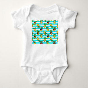 Tropical Pineapples: Retro Sunglasses Pattern. Baby Bodysuit