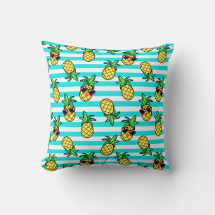 Tropical Pineapples: Retro Sunglasses Pattern. Cushion