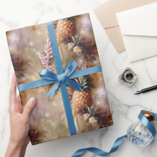 Tropical Pineapples Sparkle Birthday Wrapping Paper