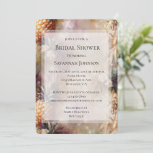 Tropical Pineapples Sparkle Bridal Shower Invitation