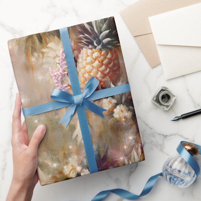 Tropical Pineapples Sparkle Wrapping Paper (Gifting)