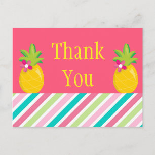 Tropical Pineapples Thank You Postcard