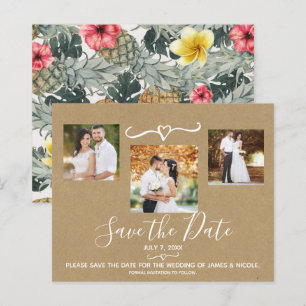 Tropical Pineapples Wedding Photo Save the Date