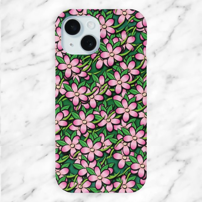 Tropical Pink and Green Floral Pattern Case-Mate iPhone Case (Creator Uploaded)