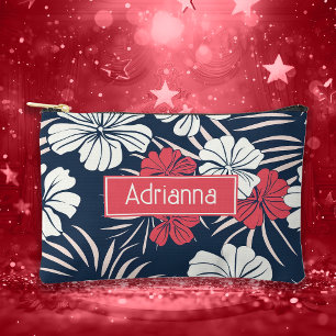 Tropical Pink and Navy Floral Accessory Pouch
