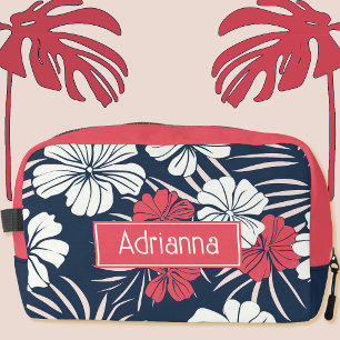 Tropical Pink and Navy Floral Dopp Kit