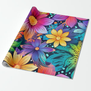 Tropical Pink and Purple Flowered Wrapping Paper