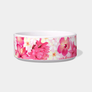 Tropical pink and white flowers bowl