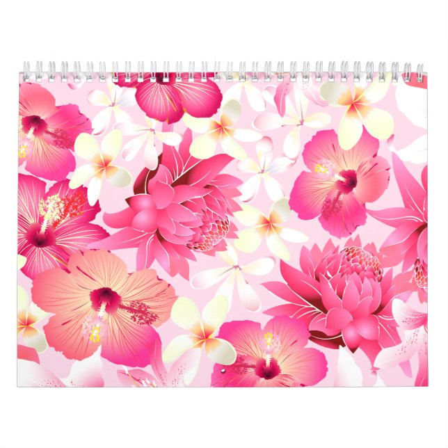 Tropical pink and white flowers calendar (Cover)