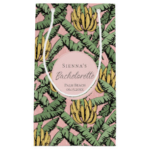Tropical Pink and Yellow Banana Bachelorette Party Small Gift Bag