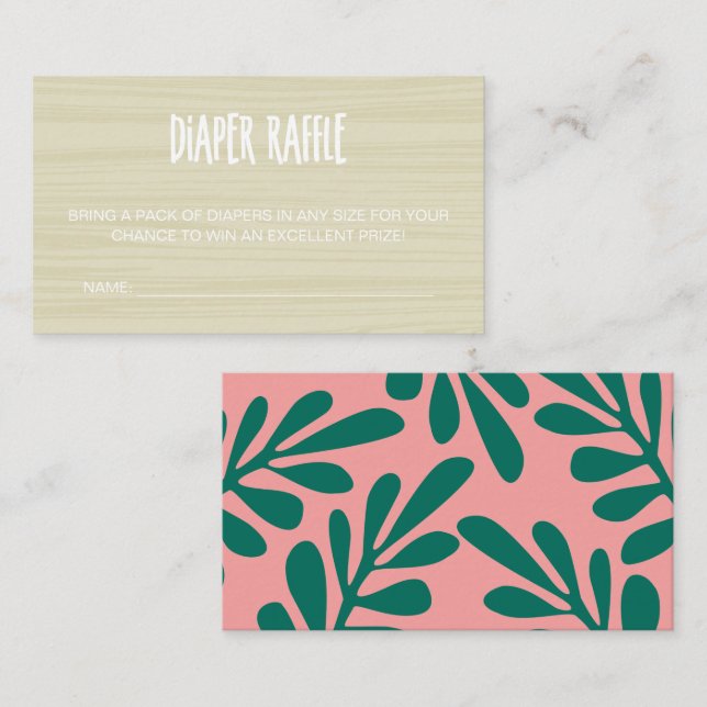 Tropical Pink Baby On Board Diaper Raffle  Enclosure Card (Front/Back)