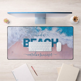 Tropical Pink Beach Bermuda Vacation Desk Mat