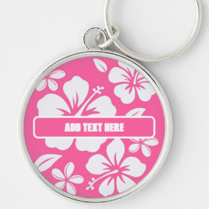 Tropical Pink Beach Flowers Key Ring