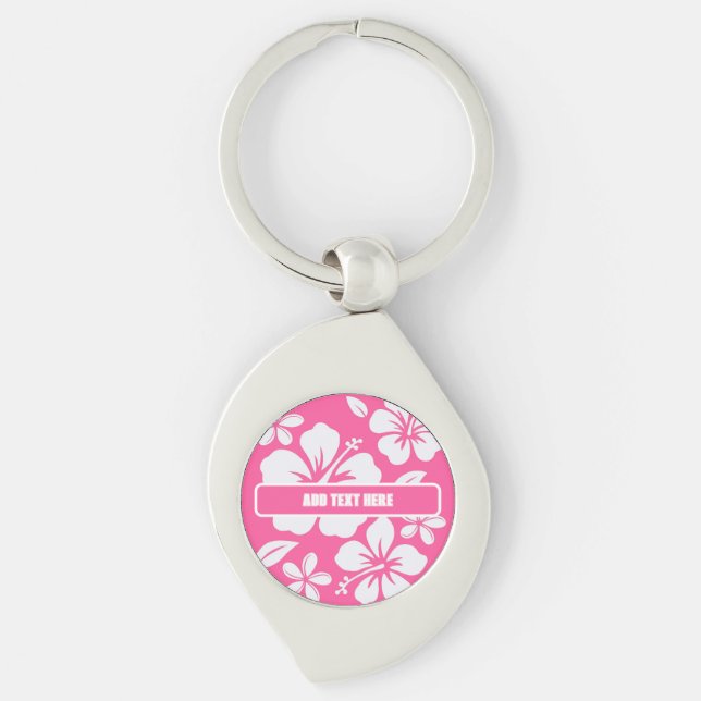 Tropical Pink Beach Flowers Key Ring (Front)